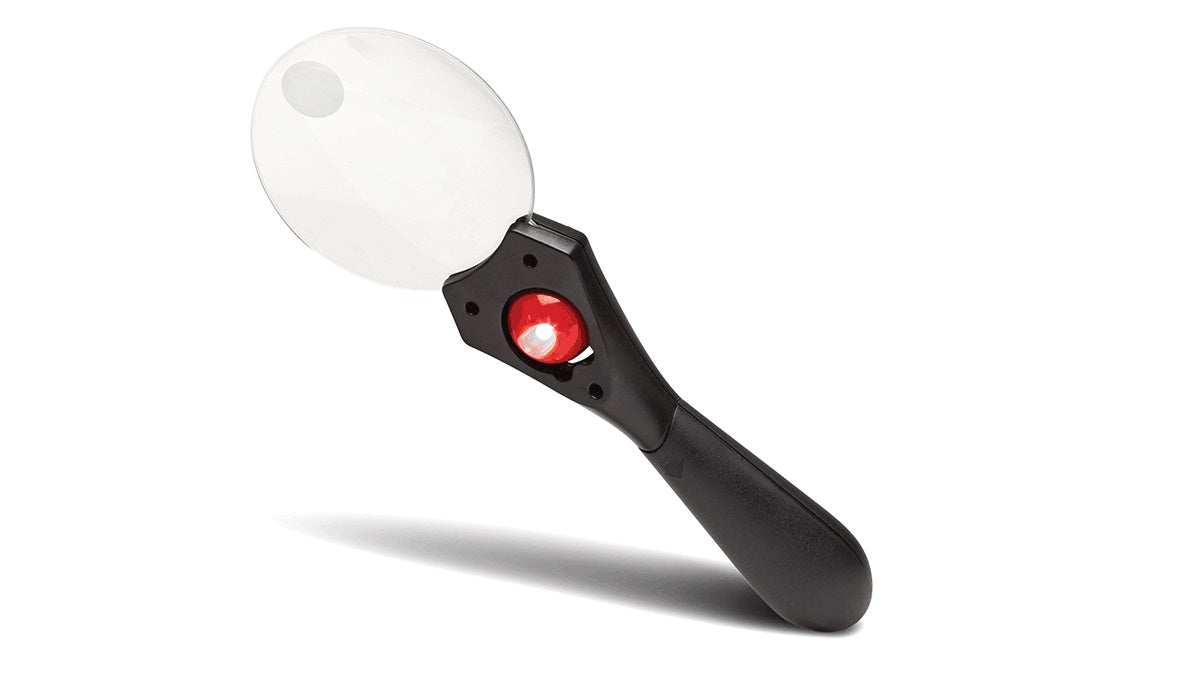 Konus Lupa Asférica 3x-5x con Luz LED - Lente Bifocal 85mm para Lectura y Trabajos de Precisión