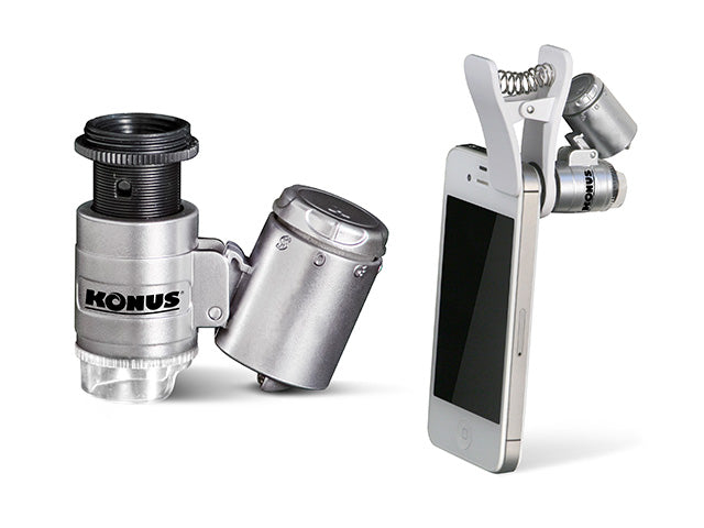 Konus Konusclip-2 Microscopio de Bolsillo 20x con Luz LED y UV para Smartphone