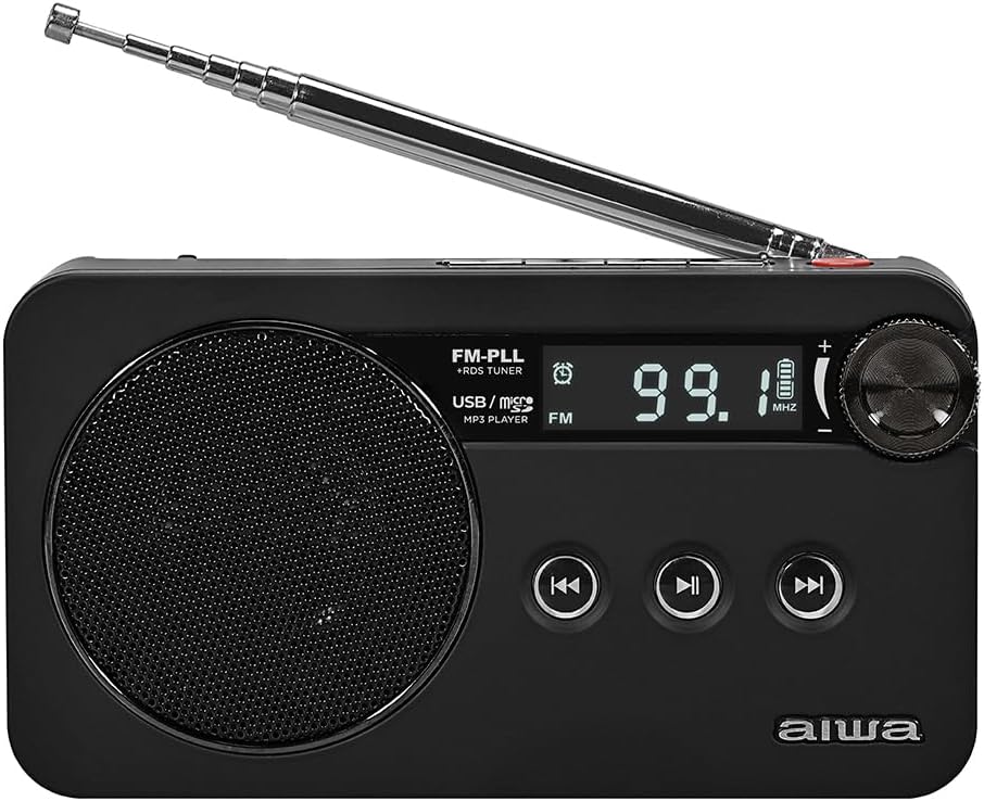 Radio Portátil Aiwa RS-77PLLBK – Compacta, Recargable y Multifunción