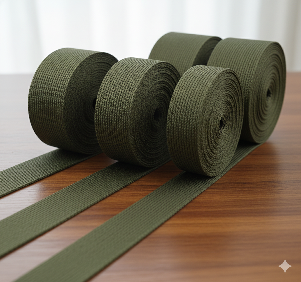 Correa de Sujeción 25 mm con Hebilla – 120 cm OLIVE | Packriemen Ajustable Verde Oliva