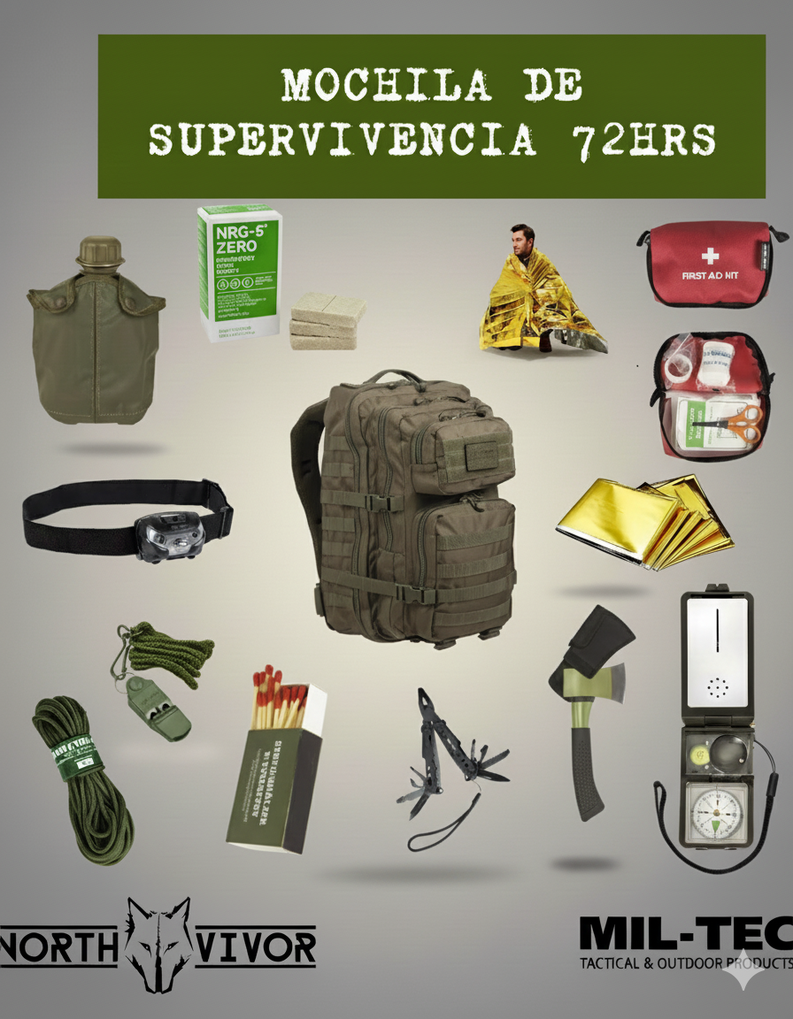 Mochila de Supervivencia 72hrs MIL-TEC Northvivor
