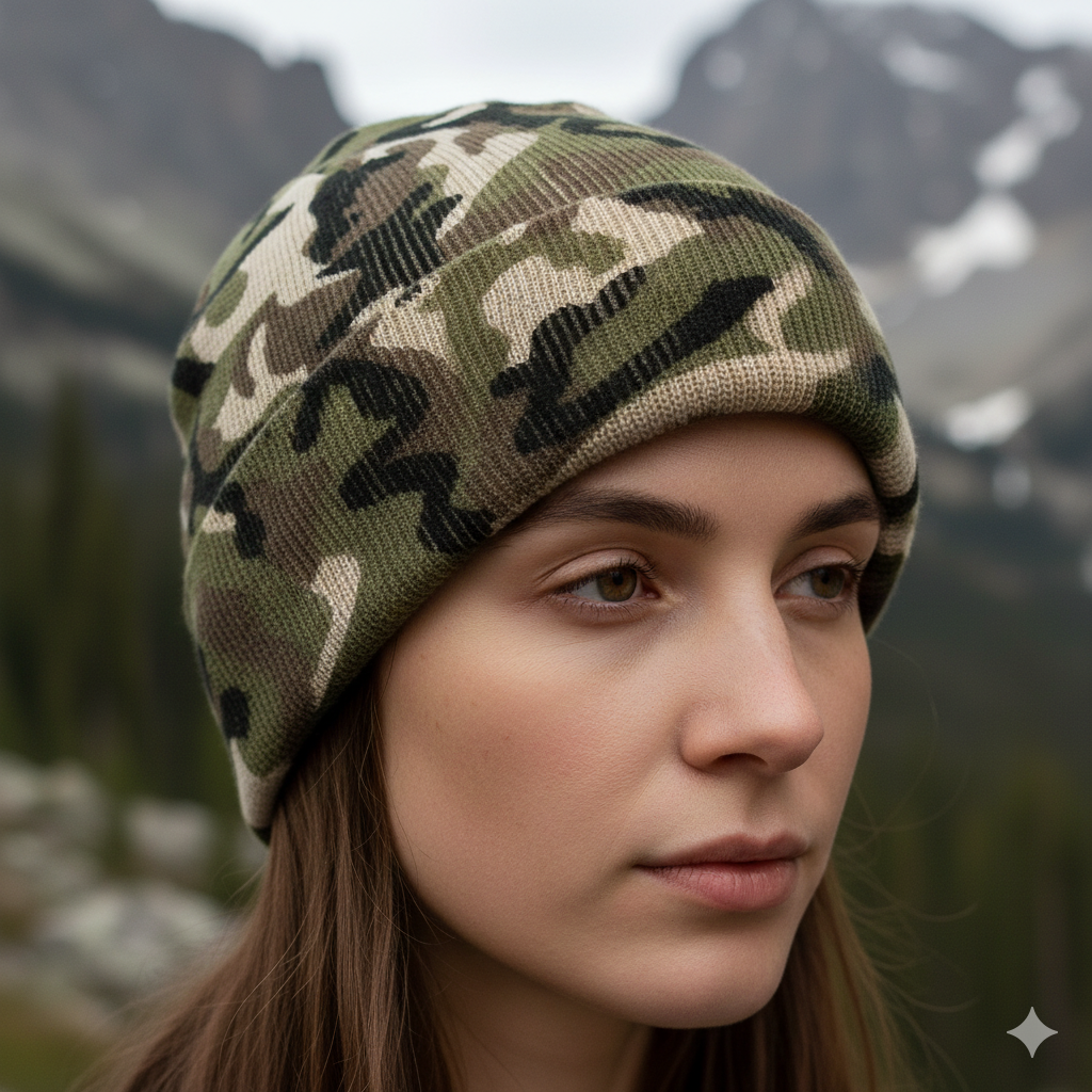 Mil-Tec Woodland Beanie – Gorro Térmico Militar de Invierno para Hombre, 100% Poliacrílico, Cálido y Resistente