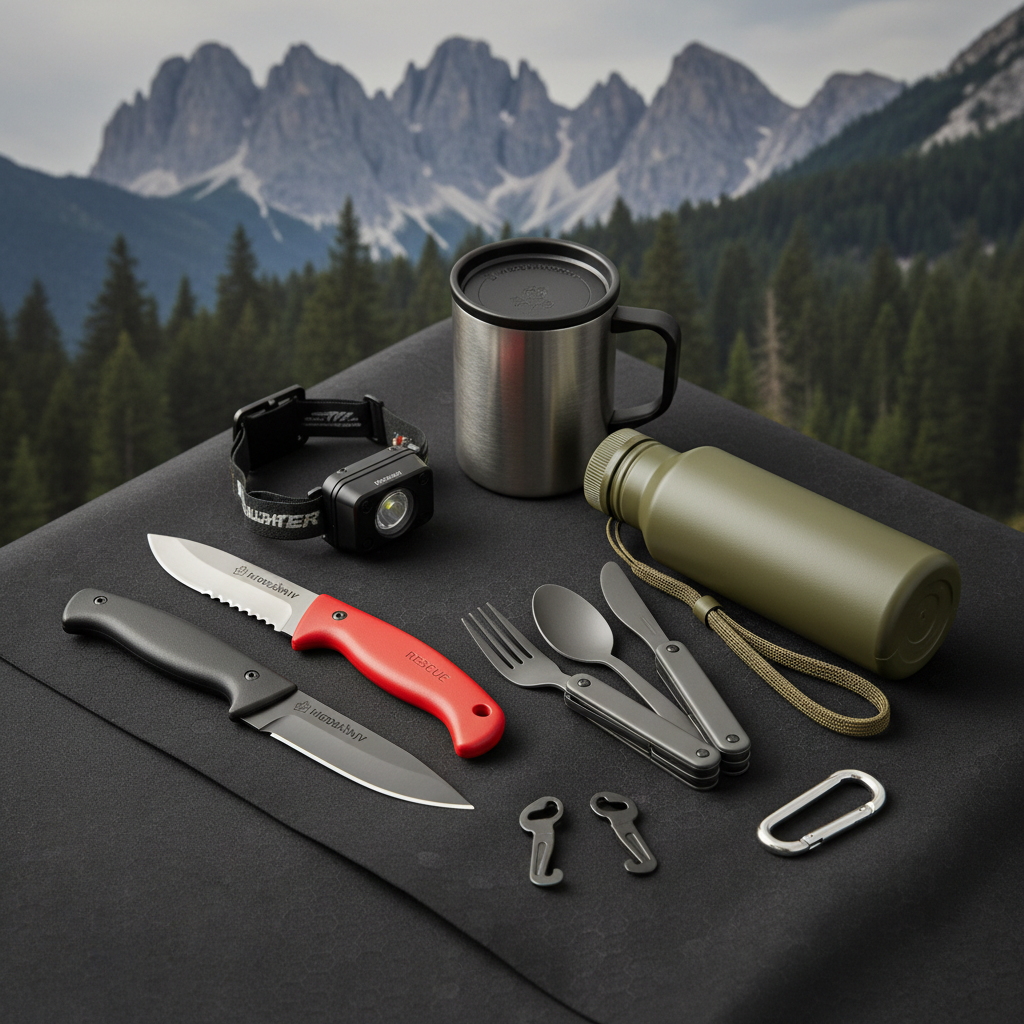 Kit Aventura Puerto de Cotos - Dos cuchillos Morakniv, linterna, taza térmica, botella y accesorios