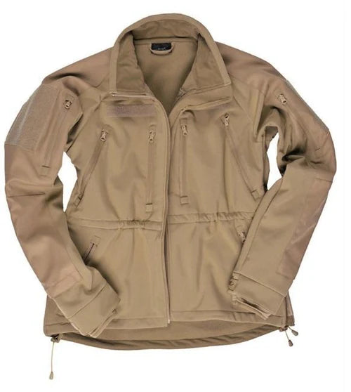 Chaqueta táctica softshell Mil-Tec SCU 14 color Coyote Dark – Impermeable, cortaviento y transpirable de triple capa
