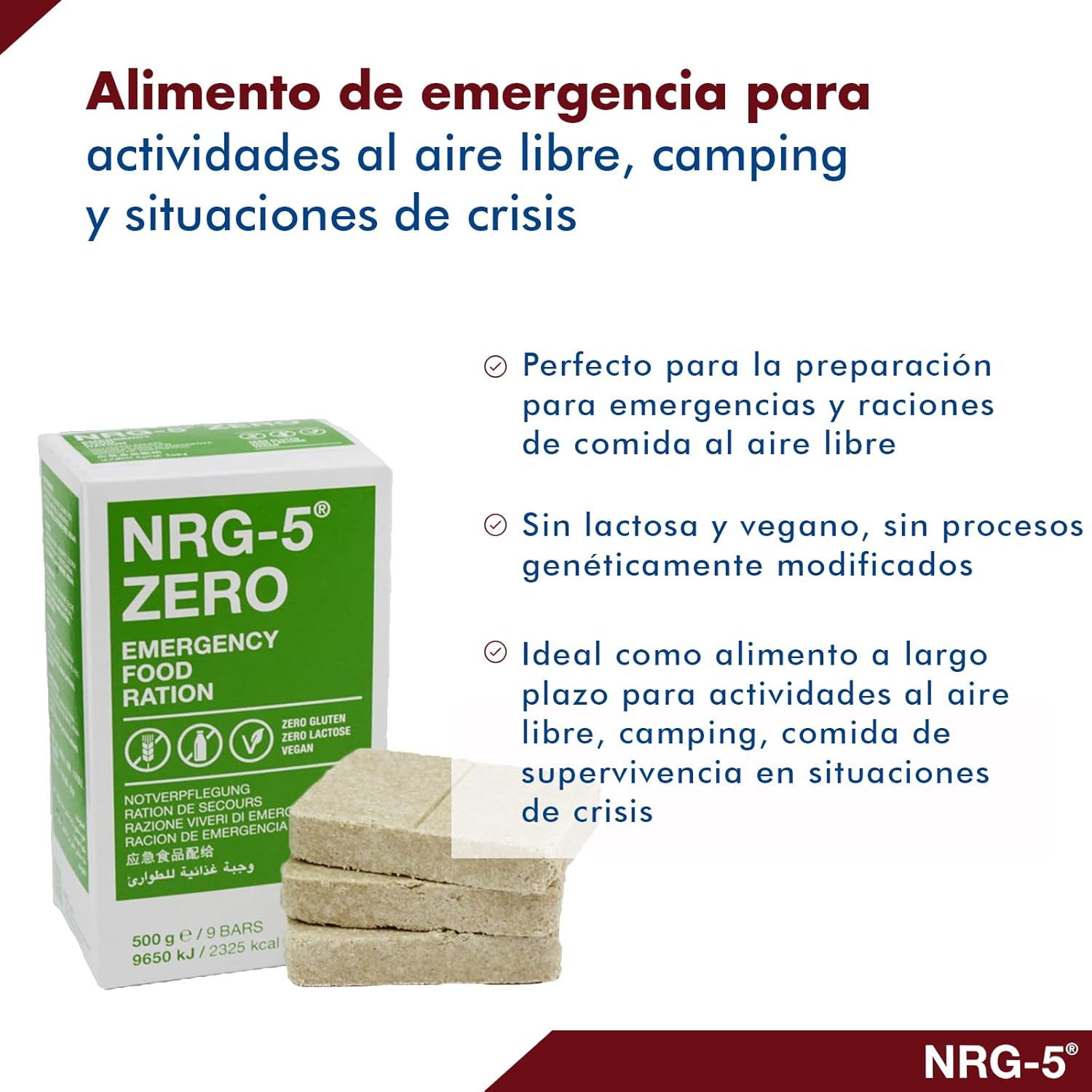 Ración de Comida de Supervivencia NRG-5® – Alimento de Emergencia Compacto y Nutritivo (500 g)