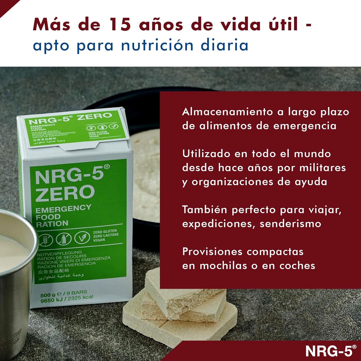 Ración de Comida de Supervivencia NRG-5® – Alimento de Emergencia Compacto y Nutritivo (500 g)