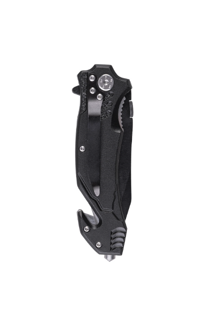 Cuchillo Plegable Fire Brigade – Acero Inoxidable 440A con Cortacinturón y Punta de Emergencia