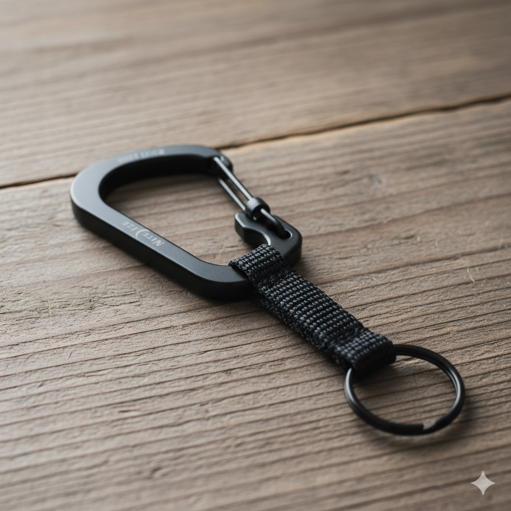 SlideLock Keyring – Mosquetón Llavero con Bloqueo de Seguridad | Acero Inoxidable y Nylon