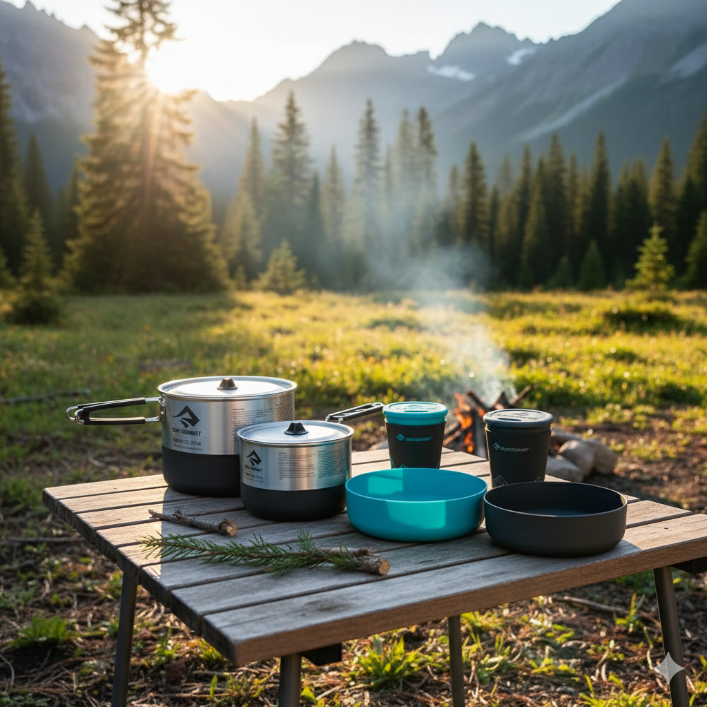 Set de Cocina Sigma Cookset 2.2 – Acero Inoxidable Premium, Antiadherente, Compacto y Ultraligero para Camping | Sea to Summit