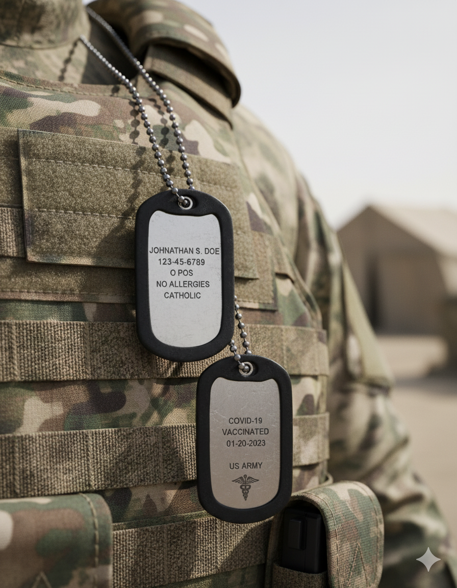 Dog Tags Militares USA con Silencer – Placas de Identificación en Blanco