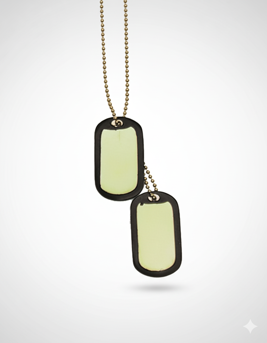 Placas de identificación militar US doradas con silenciador – Set completo