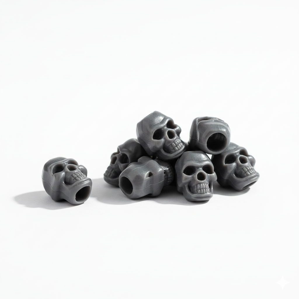 Cordel Stopper Skull Negro | Topes de Cordón con Calavera | Kordelstopper Schwarz