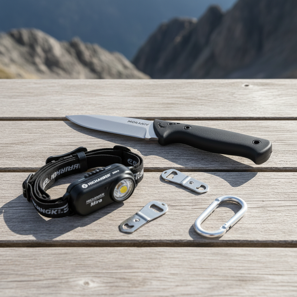 Kit Esencial Puerto de Cotos - Cuchillo Morakniv, linterna LED, abrelatas y mosquetón